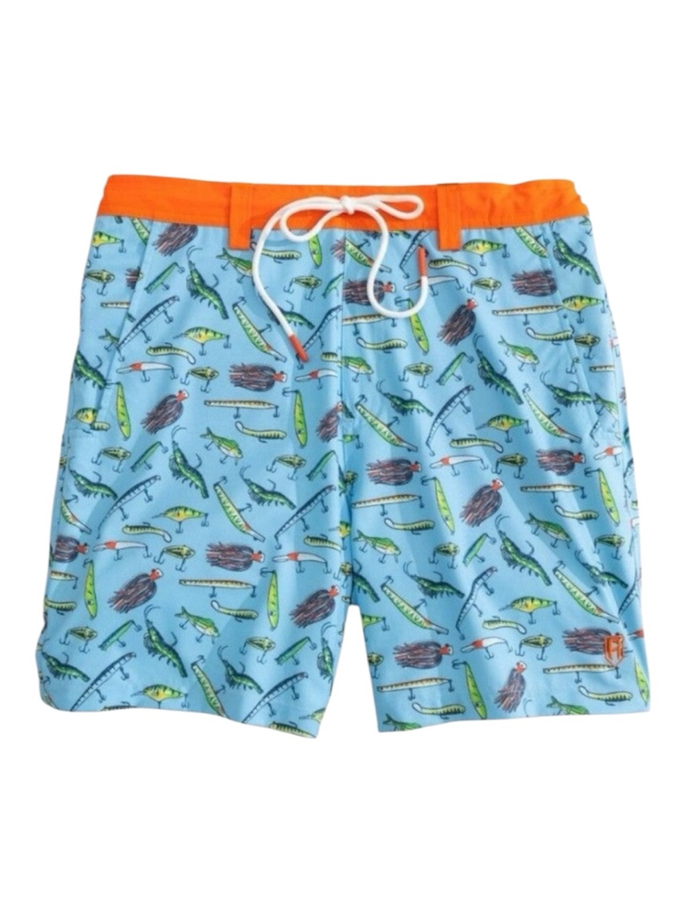 NWT Heybo Ebb Tide Lures Swim Trunks Blue/Orange - Size XXXL